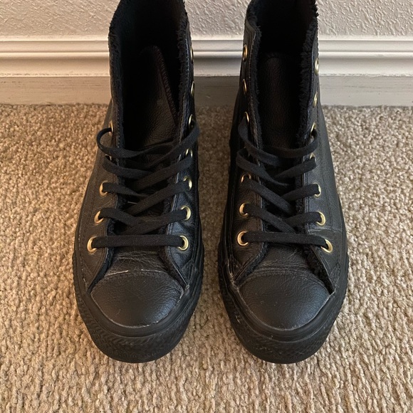 Black Leather Converse - Picture 3 of 5